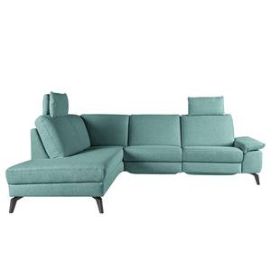 Ecksofa Nando Flachgewebe - Hellblau - Longchair davorstehend links - Keine Funktion