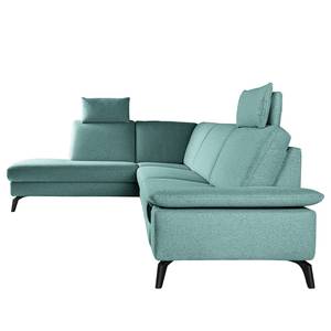 Ecksofa Nando Flachgewebe - Hellblau - Longchair davorstehend links - Keine Funktion