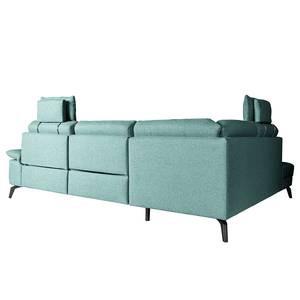 Ecksofa Nando Flachgewebe - Hellblau - Longchair davorstehend links - Keine Funktion