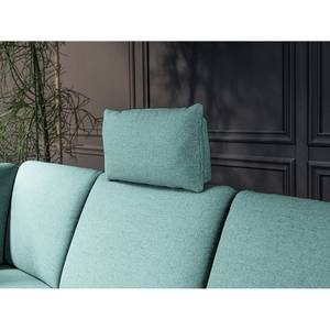 Ecksofa Nando Flachgewebe - Hellblau - Longchair davorstehend links - Keine Funktion