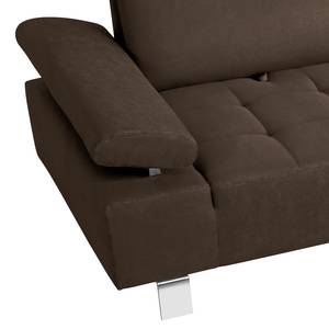 Ecksofa Neo Webstoff - Dunkelbraun - Longchair davorstehend rechts