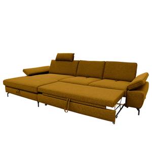 Ecksofa Palmy Webstoff - Gelb - Longchair davorstehend links - Mit Schlaffunktion