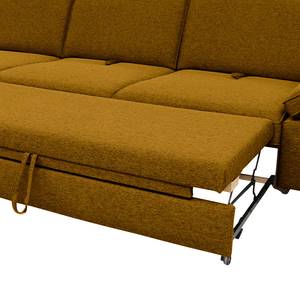 Ecksofa Palmy Webstoff - Gelb - Longchair davorstehend links - Mit Schlaffunktion