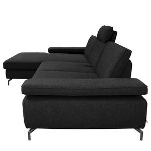 Ecksofa Palmy Webstoff - Schwarz - Longchair davorstehend links - Mit Schlaffunktion