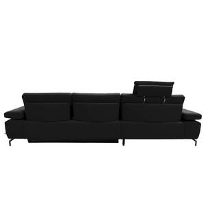 Ecksofa Palmy Webstoff - Schwarz - Longchair davorstehend links - Mit Schlaffunktion