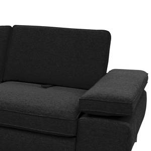 Ecksofa Palmy Webstoff - Schwarz - Longchair davorstehend links - Mit Schlaffunktion