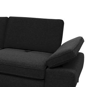 Ecksofa Palmy Webstoff - Schwarz - Longchair davorstehend links - Mit Schlaffunktion