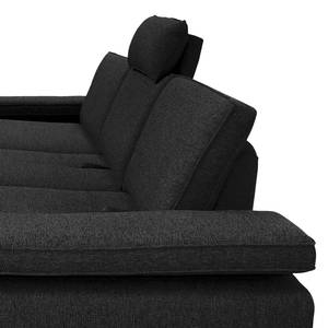 Ecksofa Palmy Webstoff - Schwarz - Longchair davorstehend links - Mit Schlaffunktion