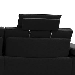 Ecksofa Palmy Webstoff - Schwarz - Longchair davorstehend links - Mit Schlaffunktion