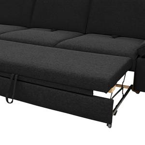 Ecksofa Palmy Webstoff - Schwarz - Longchair davorstehend links - Mit Schlaffunktion