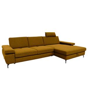 Ecksofa Palmy Webstoff - Gelb - Longchair davorstehend rechts - Mit Schlaffunktion