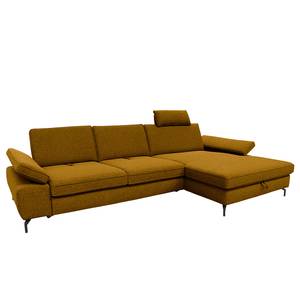 Ecksofa Palmy Webstoff - Gelb - Longchair davorstehend rechts - Mit Schlaffunktion