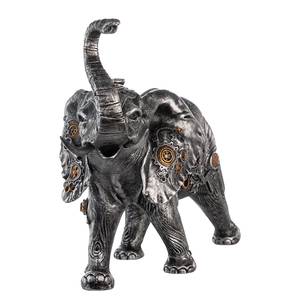 Sculptuur Steampunk Elephant kunsthars - zilverkleurig - 28cm x 23cm x 14cm