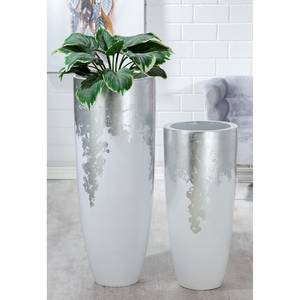 Plantenbak Konus fiberglas - zilverkleurig - 35cm x 75cm x 35cm - Hoogte: 75 cm