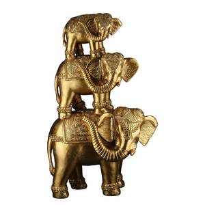 Skulptur Elefanten Kunstharz - Gold - 28cm x 45cm x 16cm