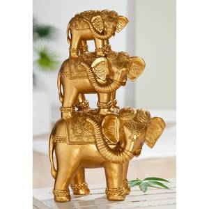 Skulptur Elefanten Kunstharz - Gold - 28cm x 45cm x 16cm