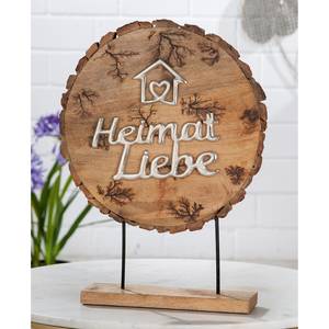 Decoratie Heimat Liebe mangohout - bruin - 36cm x 51cm x 8cm