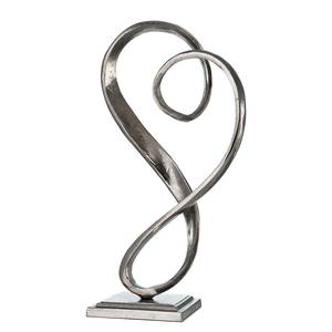 Skulptur Curved Heart Aluminium - Silber - 16cm x 33cm x 10cm