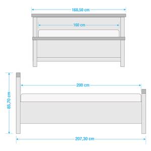 Bettgestell Ludwig II Beige - Weiß - Holzwerkstoff - 169 x 86 x 207 cm