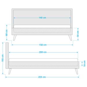 Polsterbett Frieda Webstoff Saba: Babyblau - 140 x 200cm - Braun - Ohne Stauraum