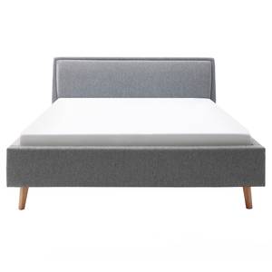 Lit capitonné Frieda Tissu Stenja: Gris - 180 x 200cm - Marron - Sans espace de rangement