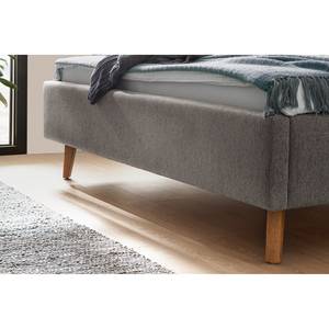 Lit capitonné Frieda Tissu Stenja: Gris - 180 x 200cm - Marron - Sans espace de rangement