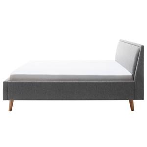 Lit capitonné Frieda Tissu Stenja: Gris - 180 x 200cm - Marron - Sans espace de rangement