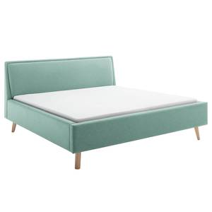 Lit capitonné Frieda Tissu Saba: Bleu clair - 160 x 200cm - Marron - Sans espace de rangement