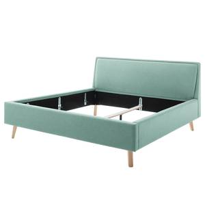 Polsterbett Frieda Webstoff Saba: Babyblau - 160 x 200cm - Braun - Ohne Stauraum