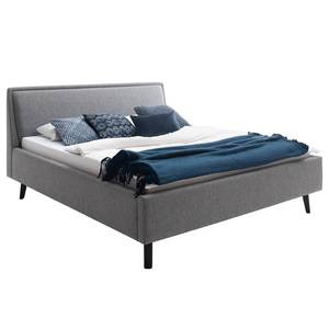 Lit capitonné Frieda Tissu Stenja: Gris - 180 x 200cm - Noir - Sans espace de rangement