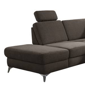 Ecksofa Dearborn Chenille Alix: Espresso - Ottomane davorstehend links - Mit Schlaffunktion