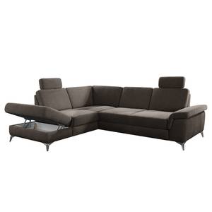 Ecksofa Dearborn Chenille Alix: Espresso - Ottomane davorstehend links - Mit Schlaffunktion