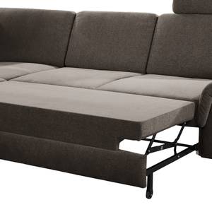 Ecksofa Dearborn Chenille Alix: Espresso - Ottomane davorstehend links - Mit Schlaffunktion