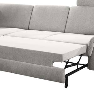 Canapé d’angle Dearborn Tissu Chenille Alix: Gris - Méridienne longue à gauche (vue de face) - Avec fonction couchage