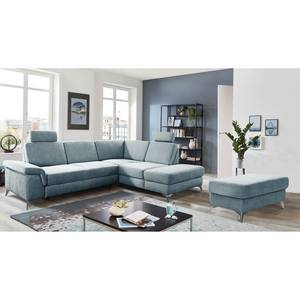 Ecksofa Dearborn Chenille Alix: Hellblau - Ottomane davorstehend rechts - Ohne Schlaffunktion