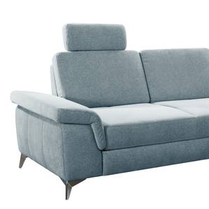 Ecksofa Dearborn Chenille Alix: Hellblau - Ottomane davorstehend rechts - Ohne Schlaffunktion