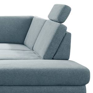 Ecksofa Dearborn Chenille Alix: Hellblau - Ottomane davorstehend rechts - Ohne Schlaffunktion