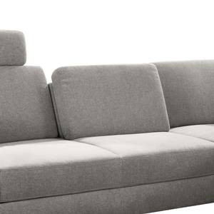Canapé d’angle Dearborn Tissu Chenille Alix: Gris - Méridienne longue à droite (vue de face) - Avec fonction couchage