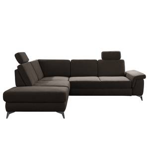 Ecksofa Dearborn Chenille Alix: Espresso - Ottomane davorstehend links - Ohne Schlaffunktion