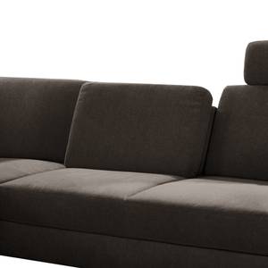 Ecksofa Dearborn Chenille Alix: Espresso - Ottomane davorstehend links - Ohne Schlaffunktion