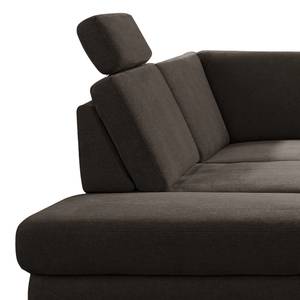 Ecksofa Dearborn Chenille Alix: Espresso - Ottomane davorstehend links - Ohne Schlaffunktion