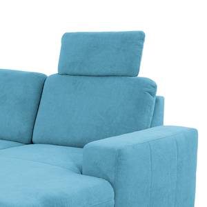 Canapé panoramique Gothem Tissu Palila: Bleu clair - Méridienne longue à gauche (vue de face) - Sans fonction couchage