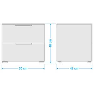 Table de chevet SKØP x2 Blanc brillant / Gris soie - Largeur : 50 cm - Aluminium