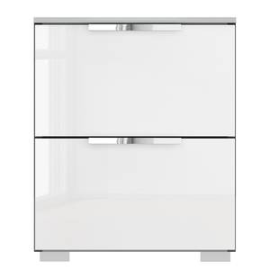 Table de chevet SKØP x2 Blanc brillant / Gris soie - Largeur : 40 cm - Chrome