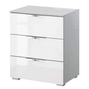 Table de chevet SKØP x3 Blanc brillant / Gris soie - Largeur : 50 cm - Chrome