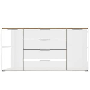 Commode SKØP x4+2 Blanc brillant / Imitation chêne Artisan - Aluminium