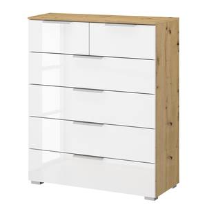 Ladekast SKØP x4+2 Wit hoogglans/Eikenhouten Artisan look - Aluminium