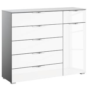 Sideboard SKØP x6+1 Hochglanz Weiß / Seidengrau - Chrom