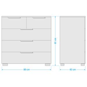 Ladekast SKØP x3+2 Wit hoogglans/Eikenhouten Artisan look - Aluminium