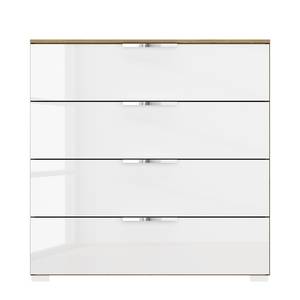 Ladekast SKØP x4 Wit hoogglans/Eikenhouten Artisan look - Breedte: 80 cm - Chrome